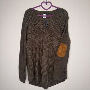 Lety & Me Josey Elbow Patch Sweater Olive XXL